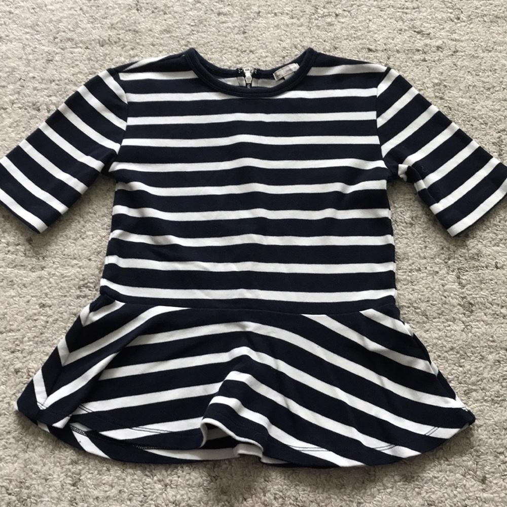 Navy and white stripe peplum top
